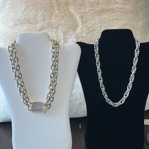 2 chunky oversized chain link chic bold statement necklaces -one signed Trifari